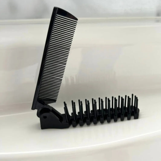 Open Folding Comb and Brush Combo