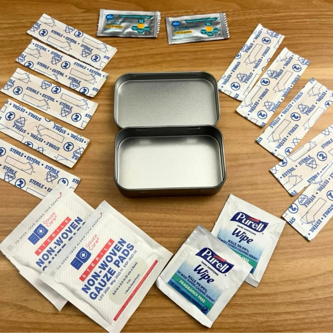 Tin First Aid Kit (Altoid Size with 17 pieces) – Suggls